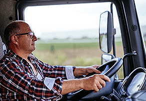 Truck driver on highway