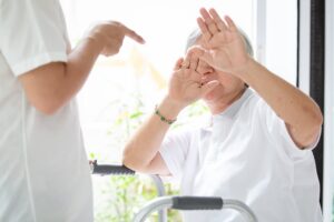 Nursing aid hurting the senior at nursing home.