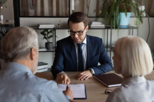 Lawyer writing demand letter for his client.